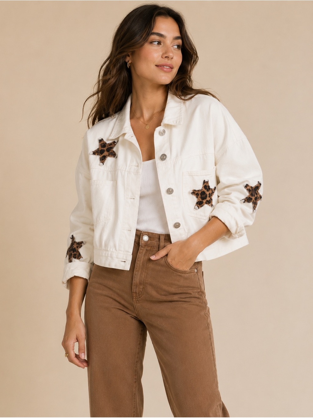POL Frankie Denim Star Shacket Jacket
